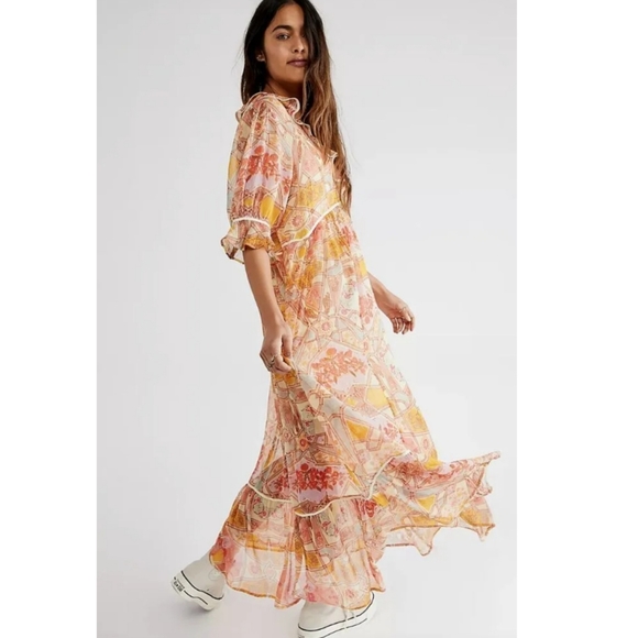Free People Carmella Printed Geometric Maxi Dress Size XS - Picture 2 of 7